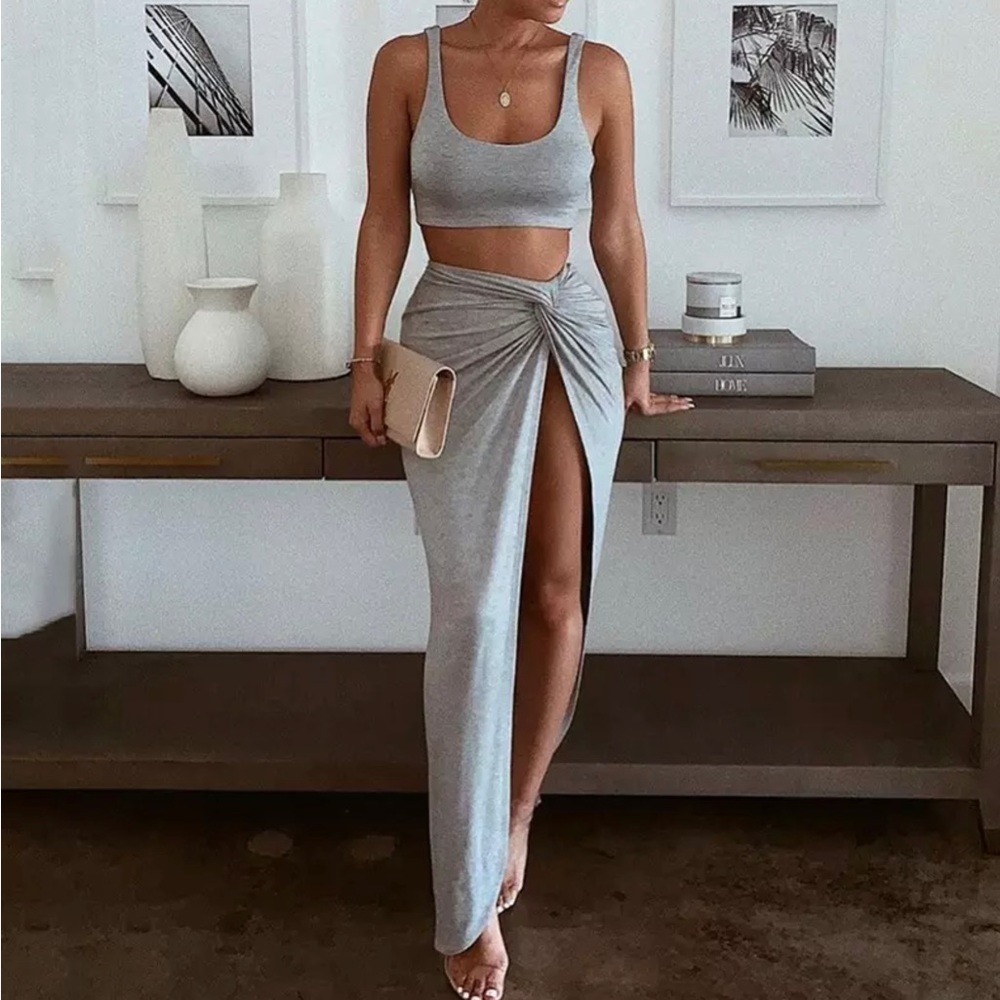New! Sexy 2-Piece Party Set- Top & Maxi Skirt